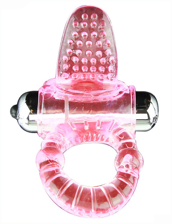 Виброкольцо с дополнительной стимуляцией клитора, 10 видов вибрации, розовое, 45x94 мм