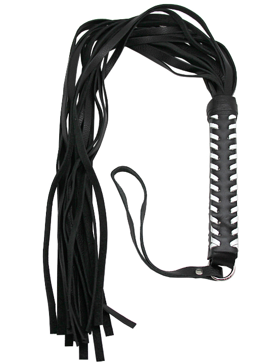 Флогер, ручка плетёная с белой оплёткой, чёрно-белый