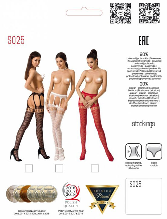 Strip Panty комбинированный узор, имитация пояса с чулками, красные, размер OS