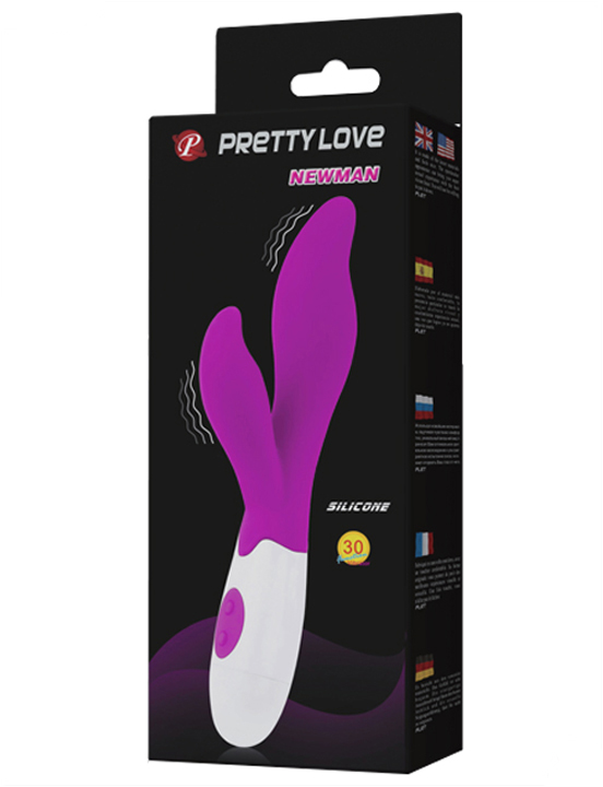 Вибратор Newman, 30 видов вибраций, 2 мотора, фиолетовый, 38x200 мм