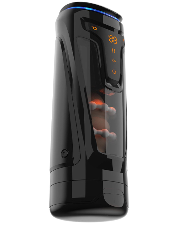 Инновационный мастурбатор Warrior с пенетрацией и массажем бусинами, чёрный