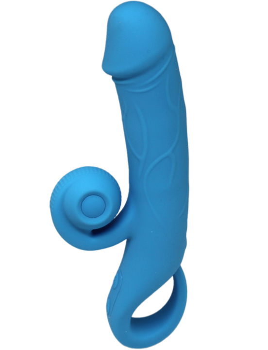 Вибратор Eroticon Snail с клиторальным стимулятором, голубой, 25x35x190 мм