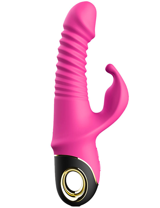 Вибратор Eroticon Crazy Rabbit с фрикционным движением и ротацией, красный