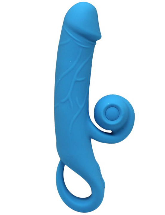 Вибратор Eroticon Snail с клиторальным стимулятором, голубой, 25x35x190 мм