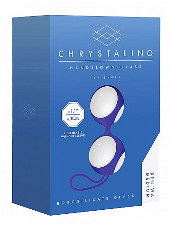 Шарики Ben Wa Medium стеклянные, белые, 30x143 мм