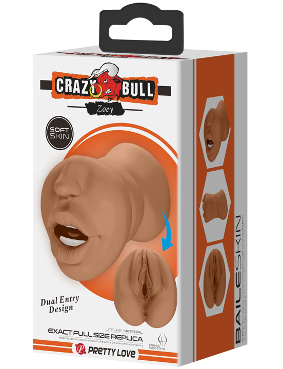 Мастурбатор Zoey ручной из серии Crazy Bull, двойной, 82x170 мм