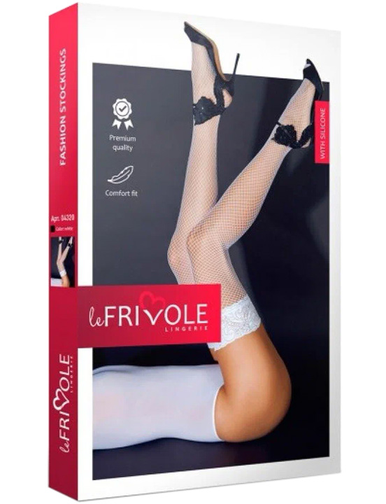 Чулки в мелкую сетку с кружевной резинкой (Sense), S/M