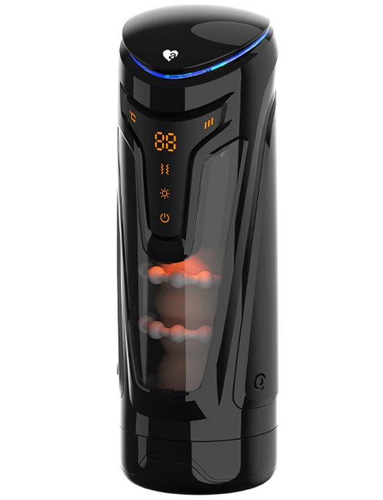 Инновационный мастурбатор Warrior с пенетрацией и массажем бусинами, чёрный