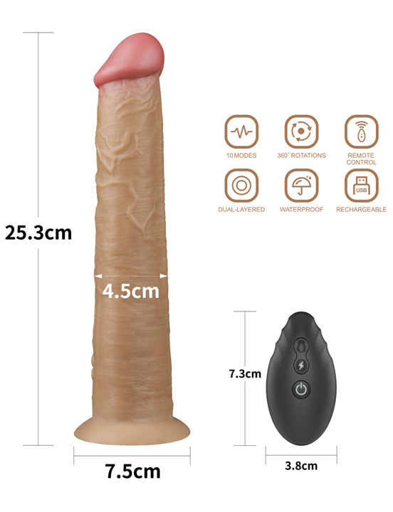 Вибратор Dual с ротацией, 45x240 мм