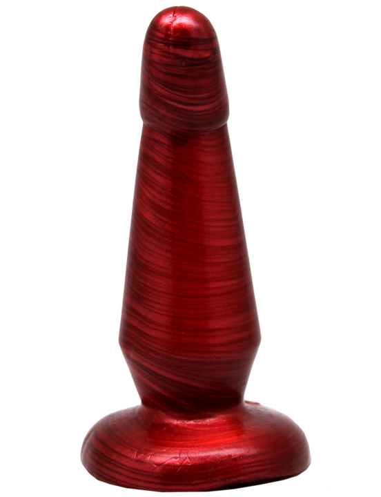 Анальная пробка изогнутая, гелевая, перламутрово-красная, 35x130 мм