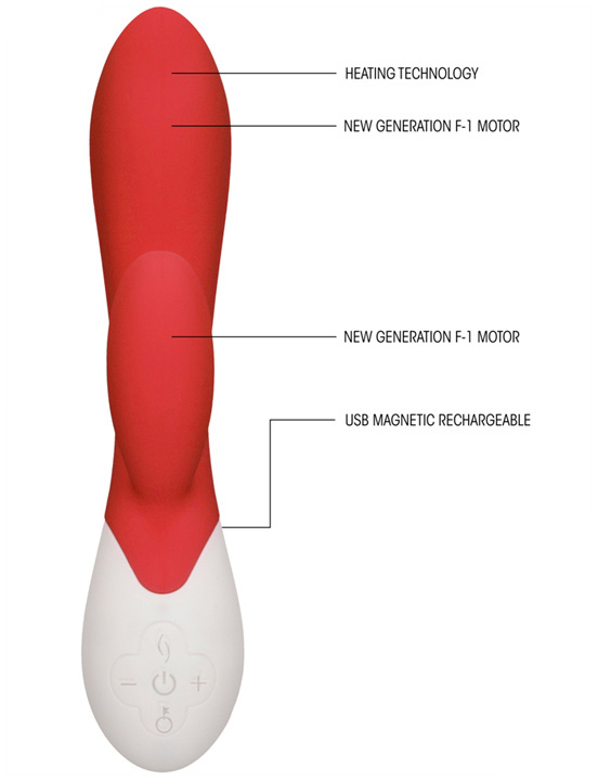 Вибратор-кролик Passion с функцией нагрева, USB, 38x208 мм
