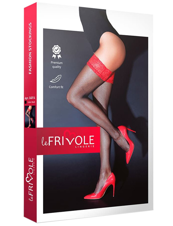 Чулки с красной кружевной резинкой (Sense), S/M