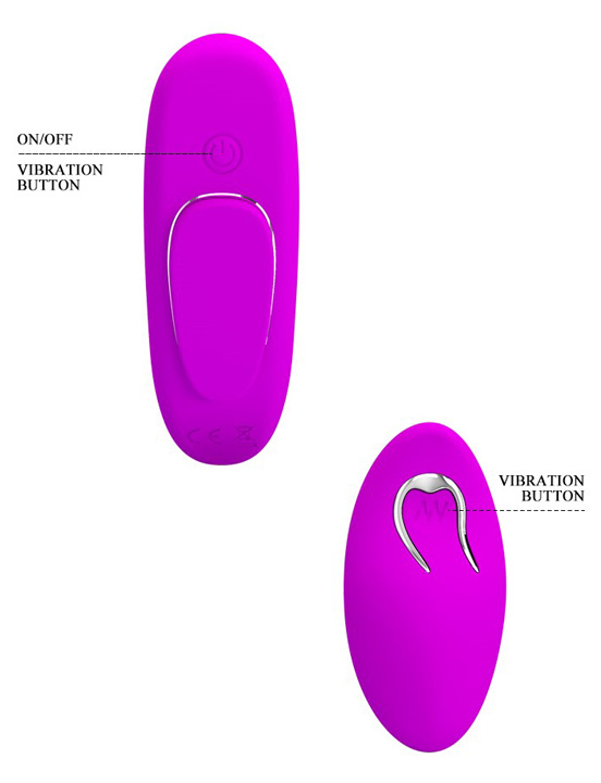 Вибратор в трусики на магните LISA, пульт ДУ, память, 12 режимов, силикон, фиолетовый, 30x95 мм