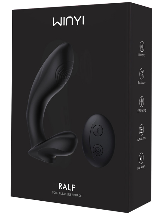 Массажёр простаты с пультом Ralf, силикон, 10+5 режимов, чёрный, 130x33 мм