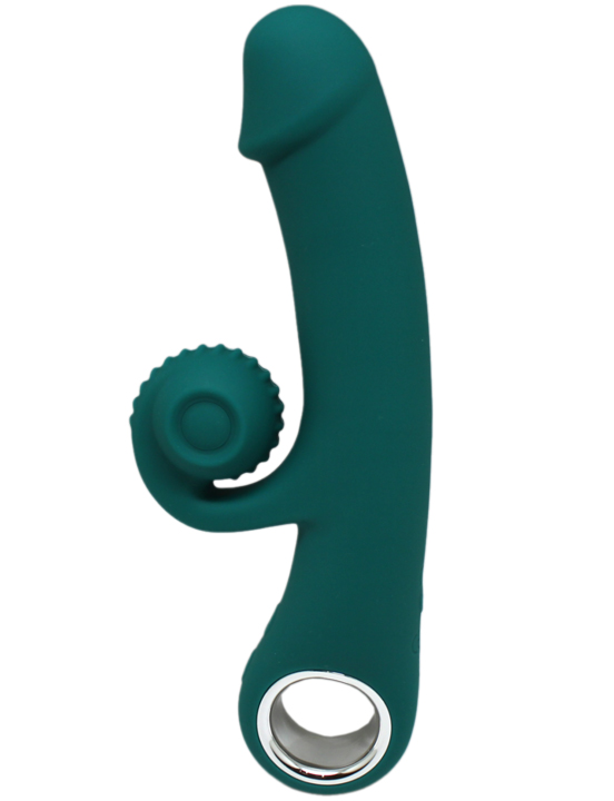 Вибратор Eroticon Snail с клиторальным стимулятором, зелёный, 25x35x190 мм