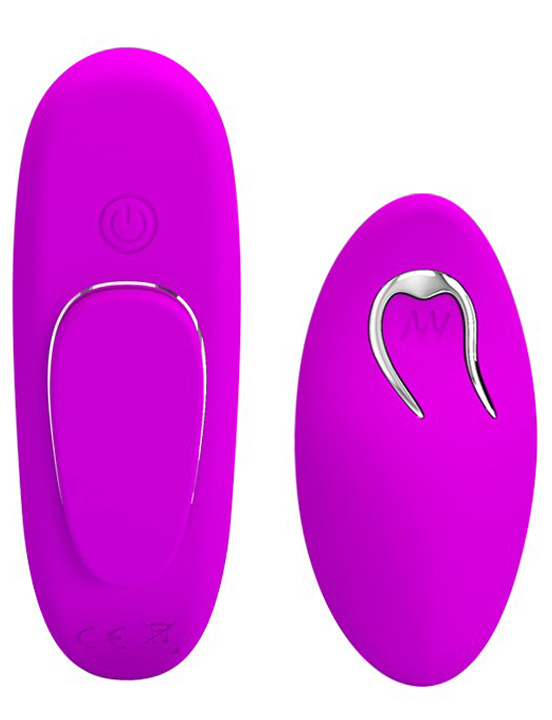 Вибратор в трусики на магните LISA, пульт ДУ, память, 12 режимов, силикон, фиолетовый, 30x95 мм