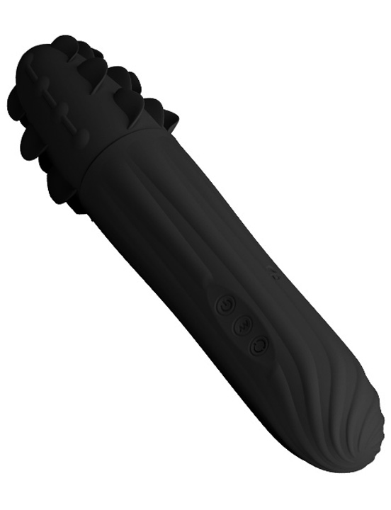Вибратор AARON с вращающейся головкой, силикон, чёрный, 35x195 мм