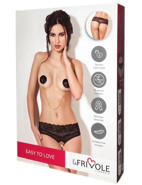 Шортики высокие с доступом и кружевом Easy to love, чёрный, M/L (44-46)