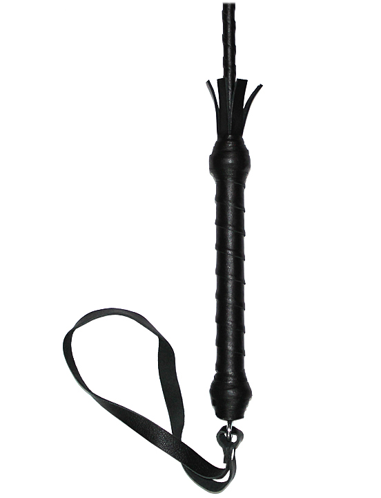Стек с плетёный ручкой, наконечник «хлопушка», чёрный, 700 мм