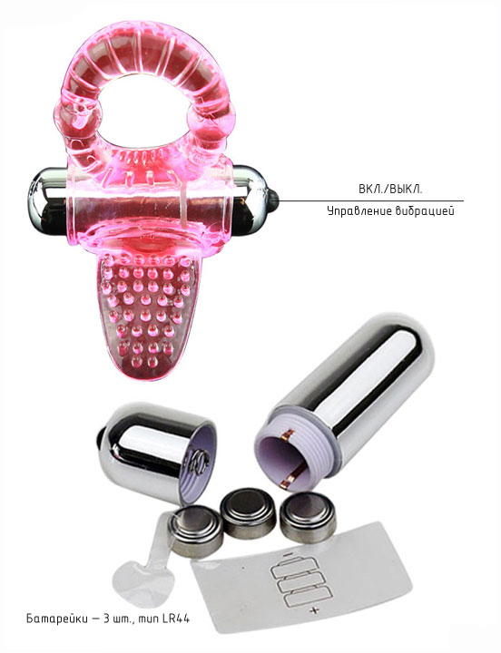Виброкольцо с дополнительной стимуляцией клитора, 10 видов вибрации, розовое, 45x94 мм