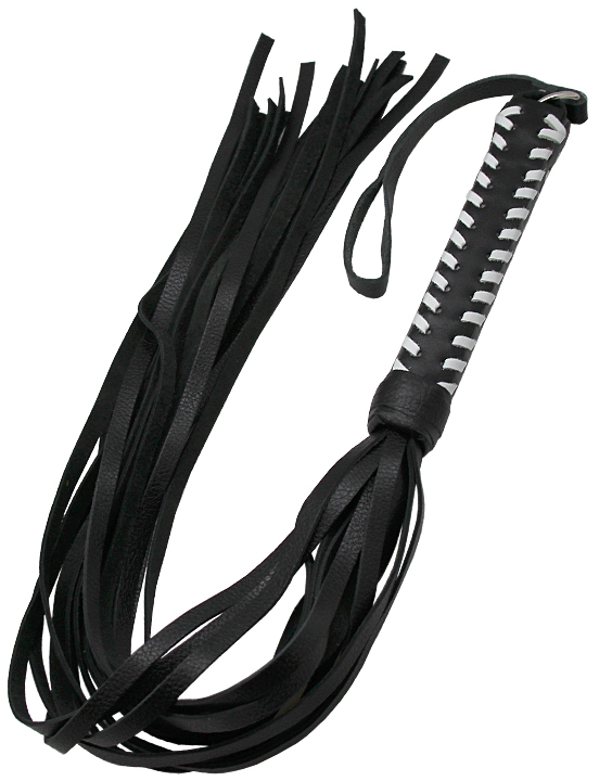 Флогер, ручка плетёная с белой оплёткой, чёрно-белый