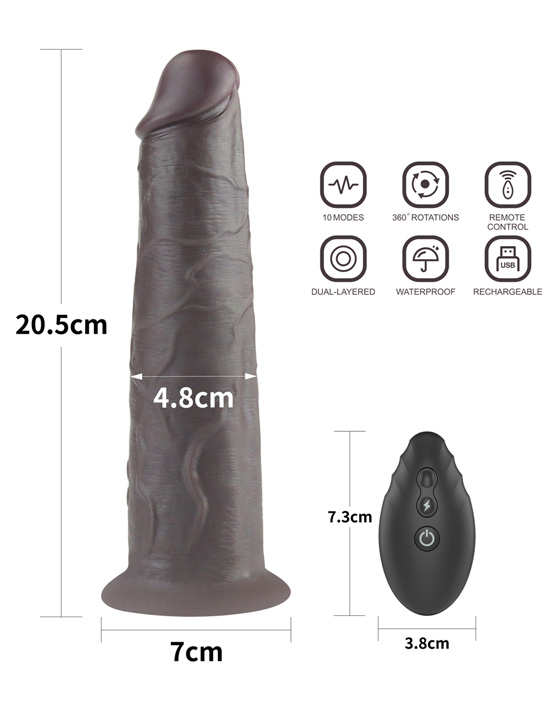 Вибратор с ротацией, чёрный, 48x233 мм