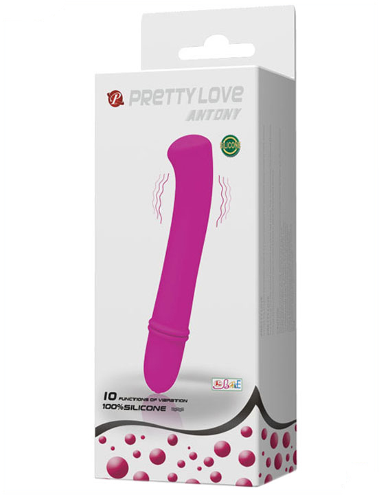 Мини-вибратор ANTONY с плоской головкой, 10 видов вибраций, силикон, розовый, 20x120 мм