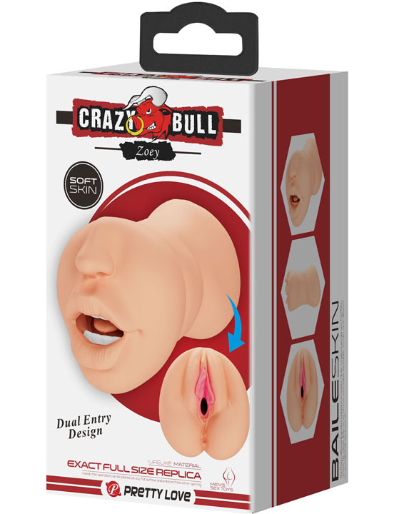 Мастурбатор Zoey ручной из серии Crazy Bull, двойной, 82x170 мм
