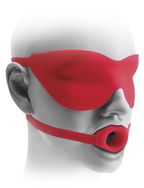 Набор Large Open-Mouth Gad & Mask 1,75: кляп-расширитель и маска, красный