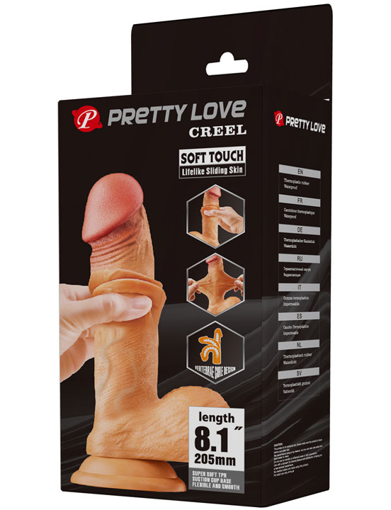 Фаллоимитатор Creel реалистичный с эффектом скользящей кожи, 44x205мм