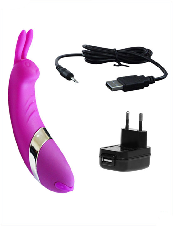 Мини-вибратор BUNNY, 12 видов вибраций, силикон, розовый, 30x115 мм