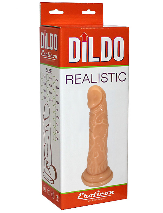 Фаллоимитатор Eroticon Realistic на присоске, TPR, телесный, 185x35 мм