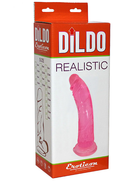 Фаллоимитатор Eroticon Realistic на присоске, TPR, розовый, 205x36 мм