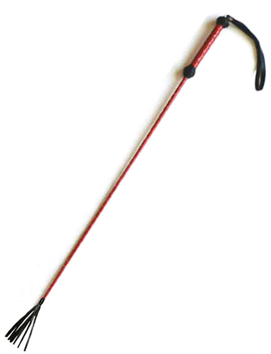 Стек с плетёной ручкой, наконечник «кисточка - 10 см», лакированный, красный, 900 мм