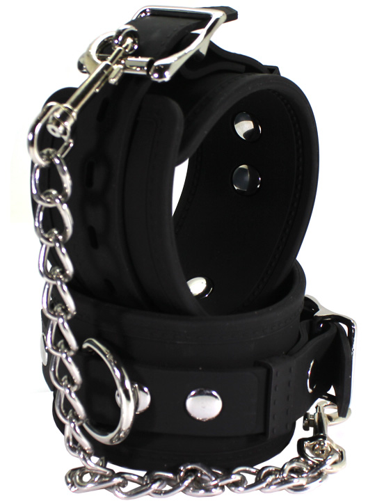 Наручники силиконовые, с фиксацией, чёрные