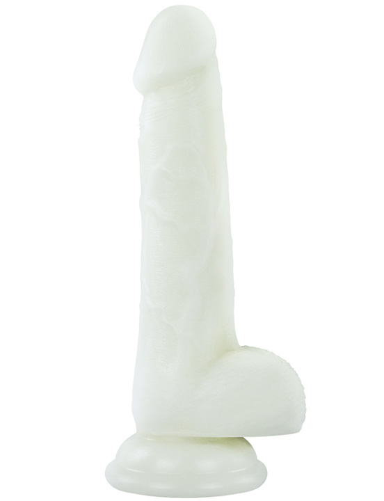 Фаллоимитатор 7.0'' Lumino Play Silicone Dildo светящийся с мошонкой на присоске, 33x180 мм