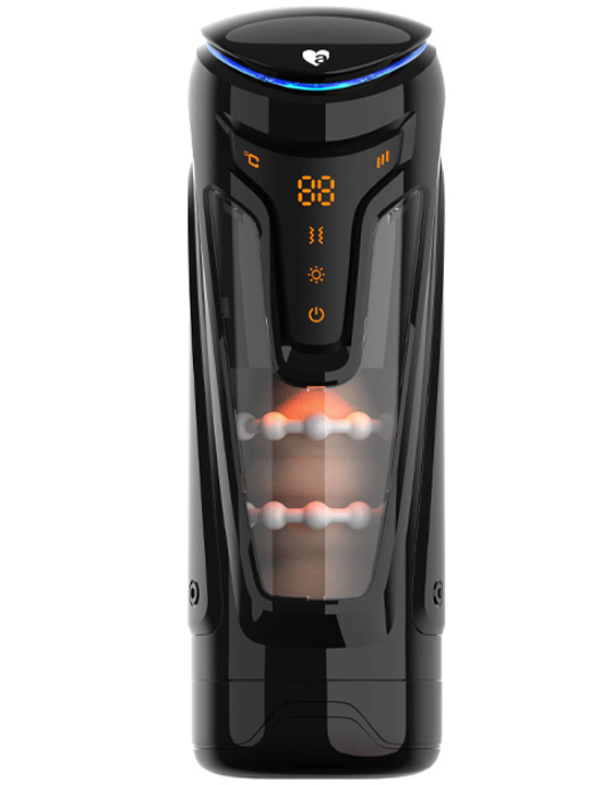 Инновационный мастурбатор Warrior с пенетрацией и массажем бусинами, чёрный