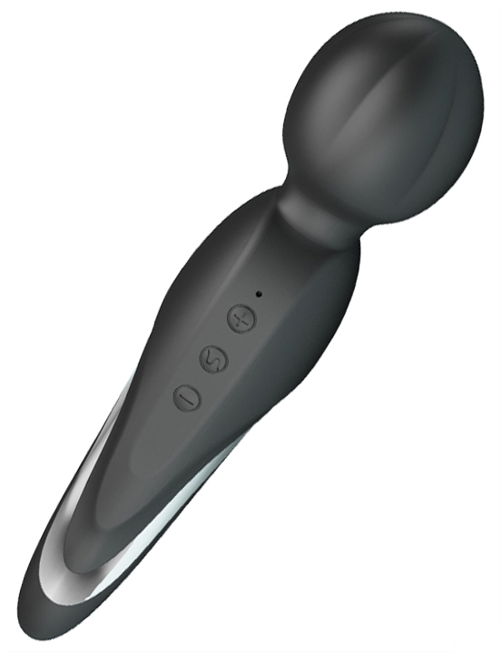 Вибратор Walter с мягкой головкой из серии Wand, чёрный, 50x215 мм