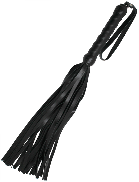 Флогер, ручка витая, с мягкими хвостами 28 см, кожа, чёрный