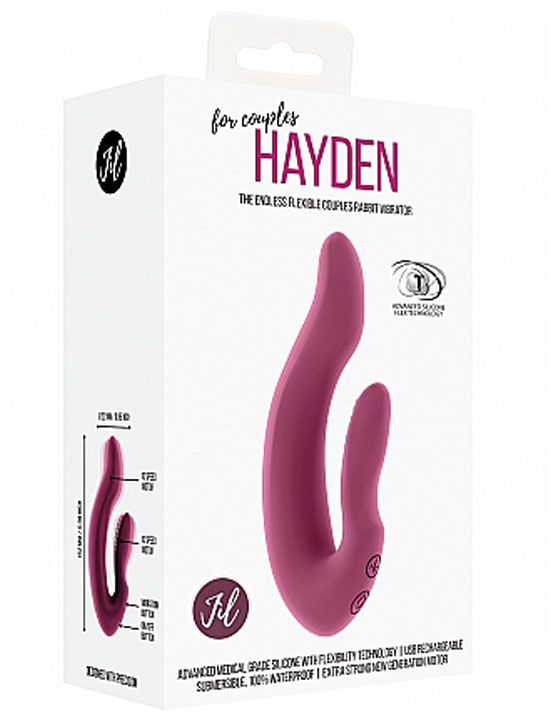 Вибратор гибкий двойной Hayden, USB, 30x150 мм