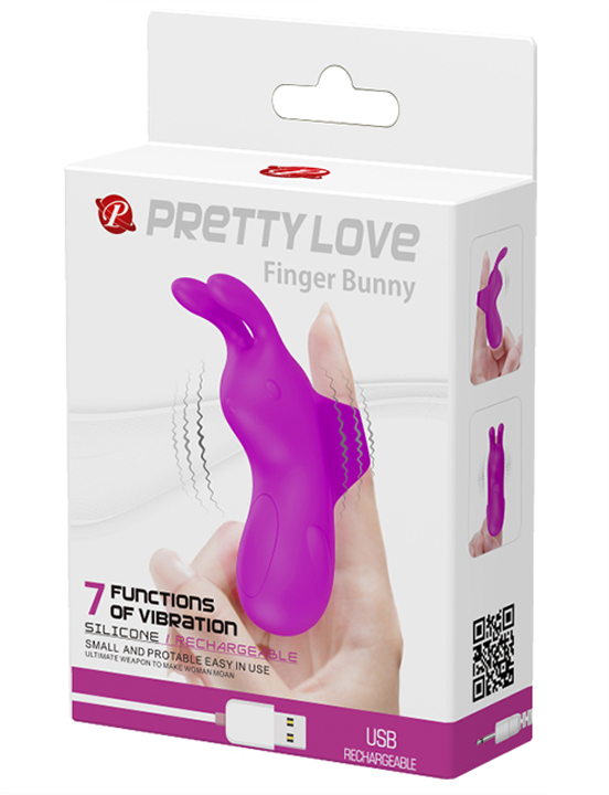 Мини-вибратор FINGER BUNNY на пальчик, 7 видов вибрации, 30x94 мм