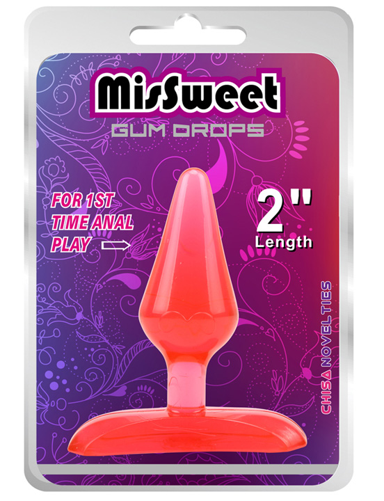 Анальная пробка Gun Drops Plug, красная, 24x66 мм