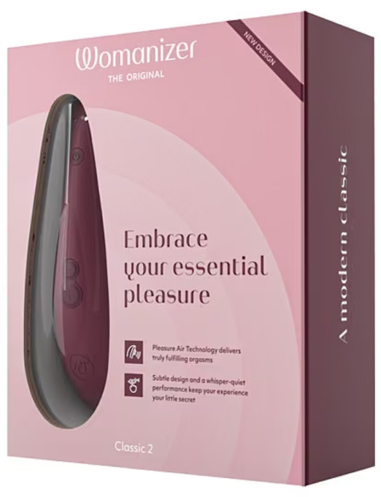Стимулятор клитора Womanizer Classic 2, бордовый