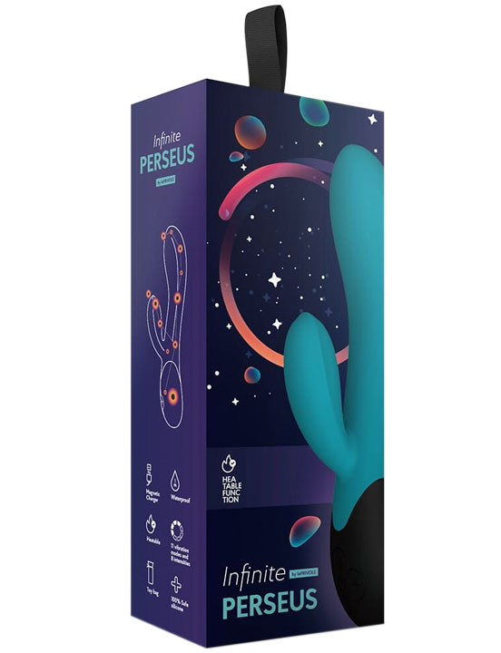 Вибратор с клиторальным отростком Perseus, бирюзовый