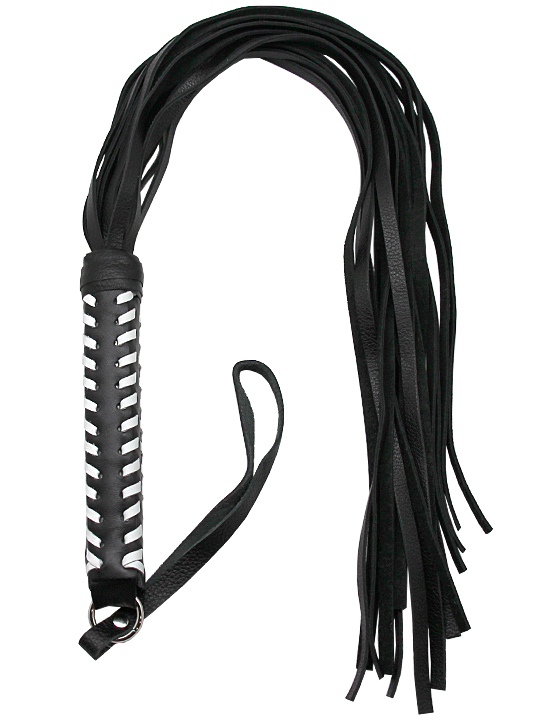 Флогер, ручка плетёная с белой оплёткой, чёрно-белый