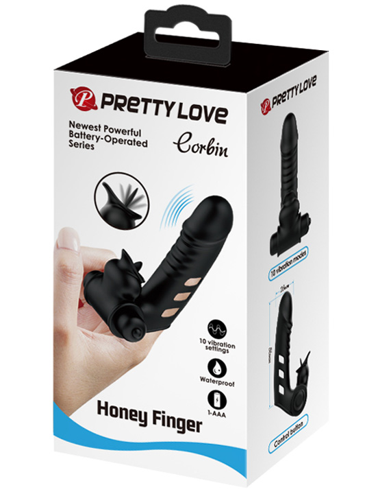 Вибратор на палец Corbin, 10 режимов, TPR, чёрный, 28x110 мм