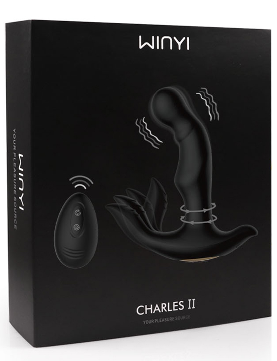 Вибратор Charles II вагинально-клиторальный, с пультом, силикон, 10 режимов, 45х165 мм