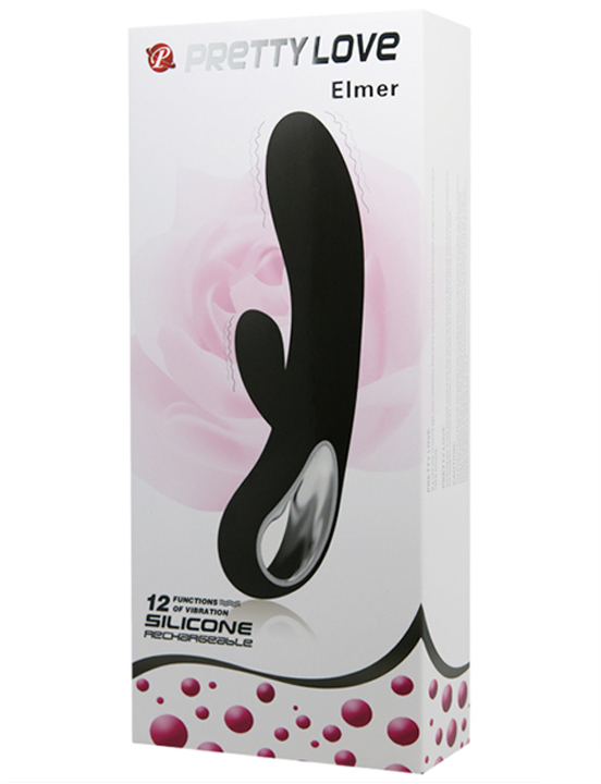 Вибратор Elmer, 12 видов вибрации, перезаряжающийся, чёрный, 35x200 мм