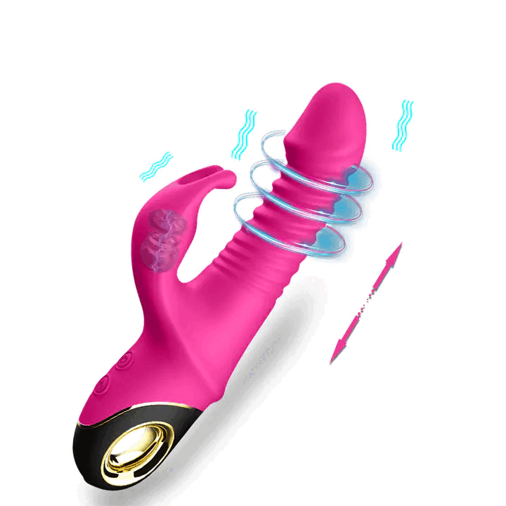 Вибратор Eroticon Crazy Rabbit с фрикционным движением и ротацией, красный