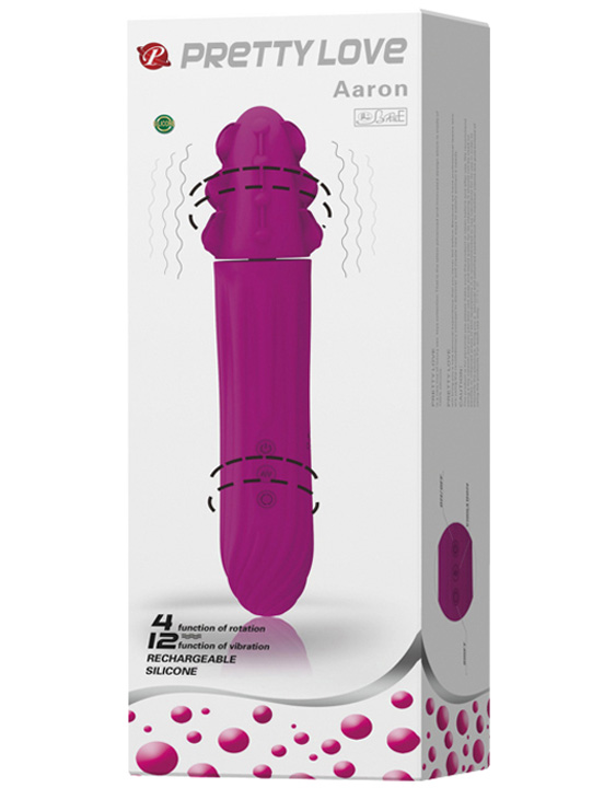 Вибратор AARON с вращающейся головкой, силикон, чёрный, 35x195 мм